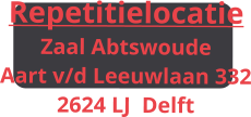 Repetitielocatie Zaal Abtswoude Aart v/d Leeuwlaan 332 2624 LJ  Delft